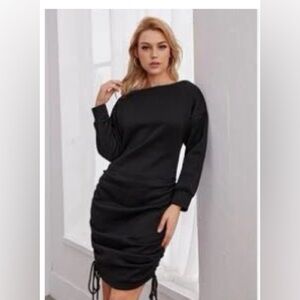 SHEIN Drop Shoulder Ruched
Drawstring Knot Sweatshirt dress
